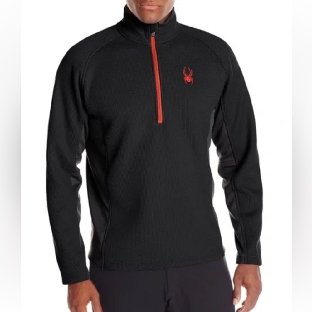 Spyder Black 1/4 zip with Red Details